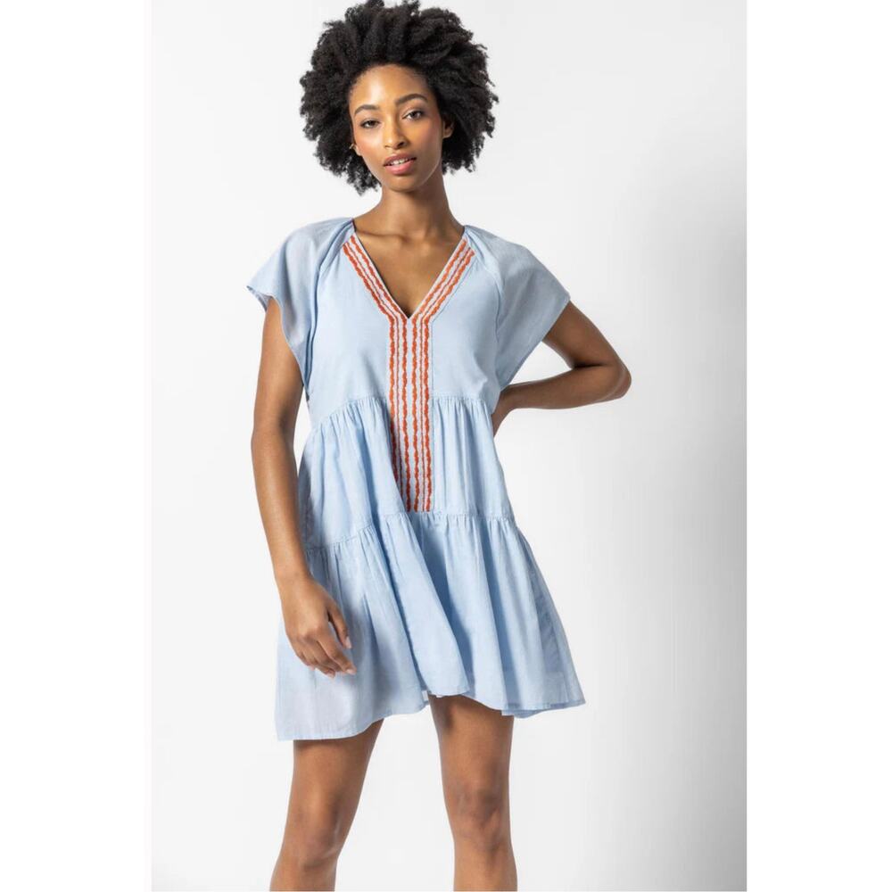 Lilla P Flutter Sleeve Dress in Crystal